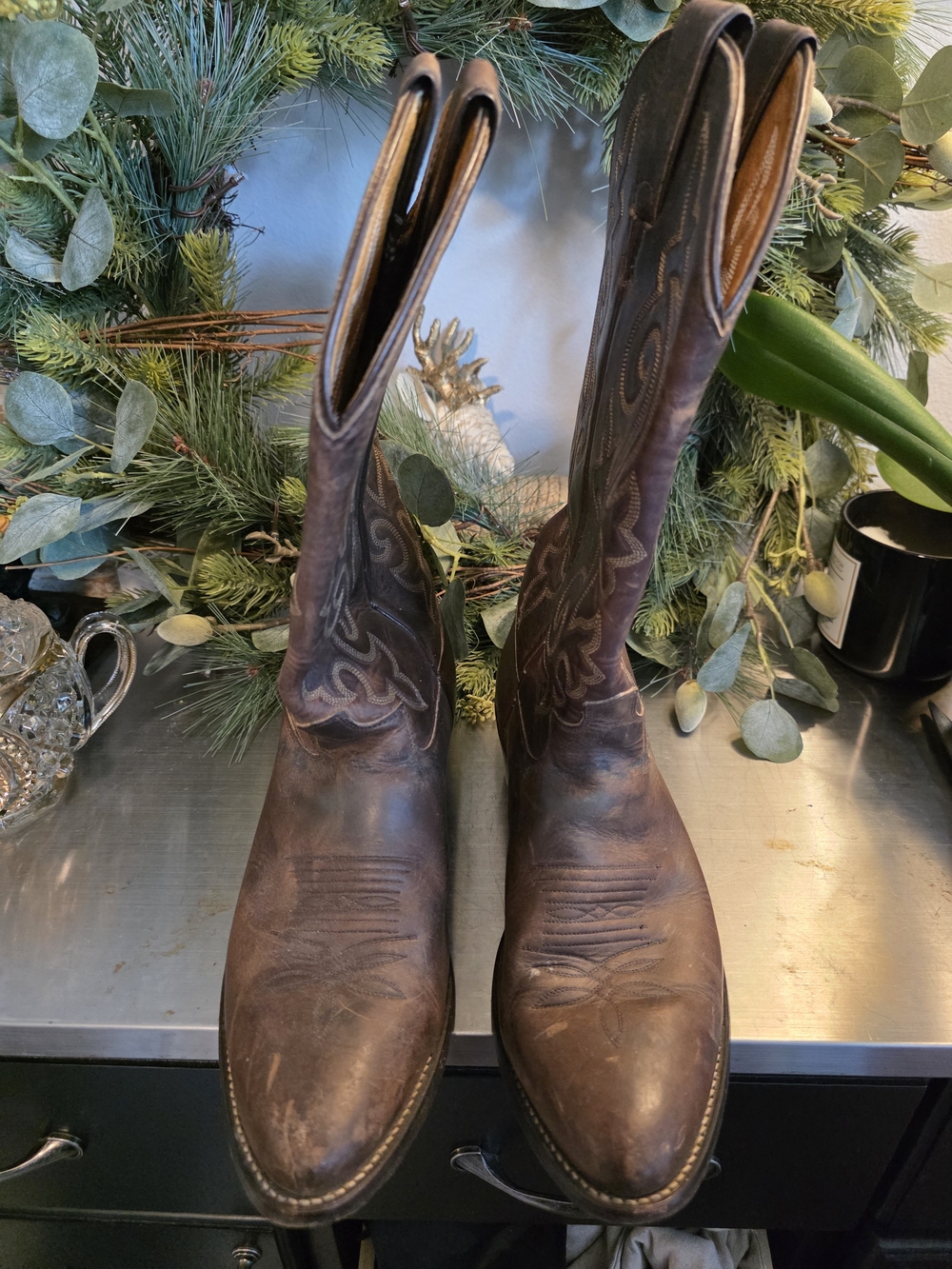 Justin Boots Men's Brown Leather Cowboy Boots